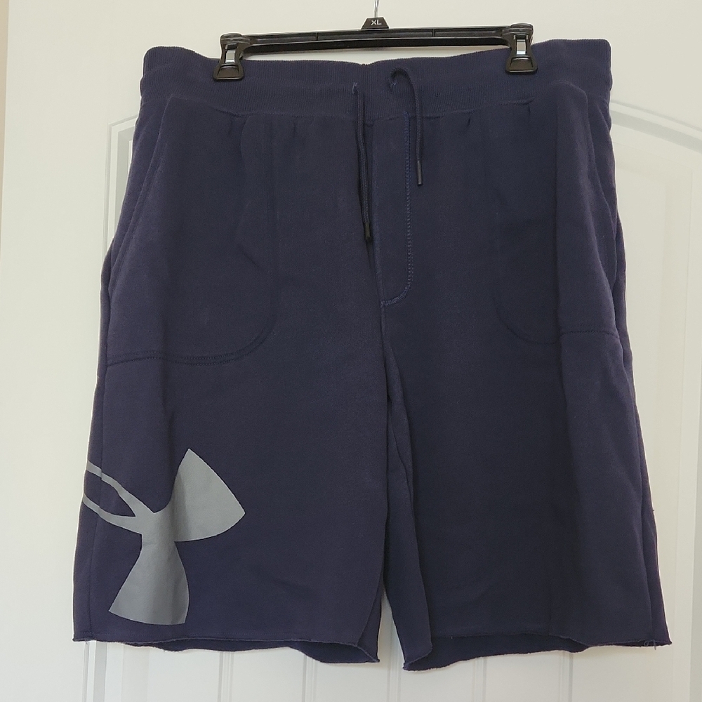 Under Armour Blue and Gray Athletic Shorts with Side Pockets and Drawstring
